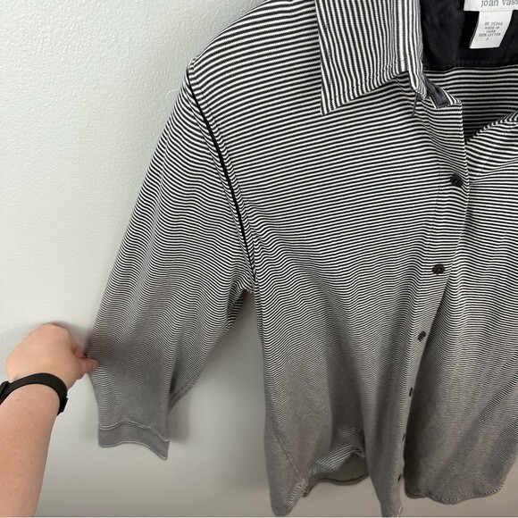 Joan Vass Grey & White Stripe Button-Up Mini Tunic Dress Size 2 - Picture 9 of 16